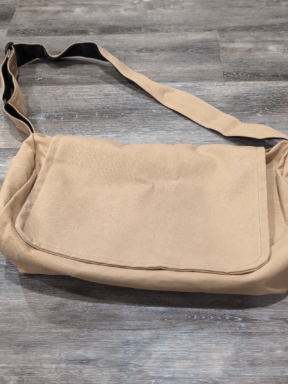 Canvas Messenger Bag in Beige - Casual Crossbody